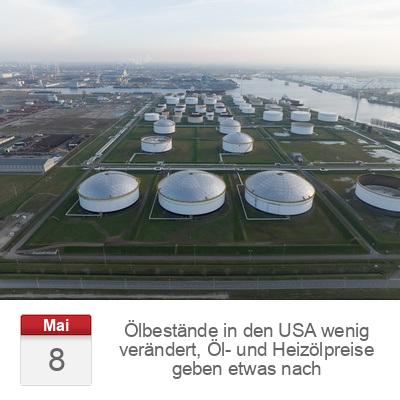 Ölbestände in den USA wenig verändert, Öl- und Heizölpreise geben etwas nach